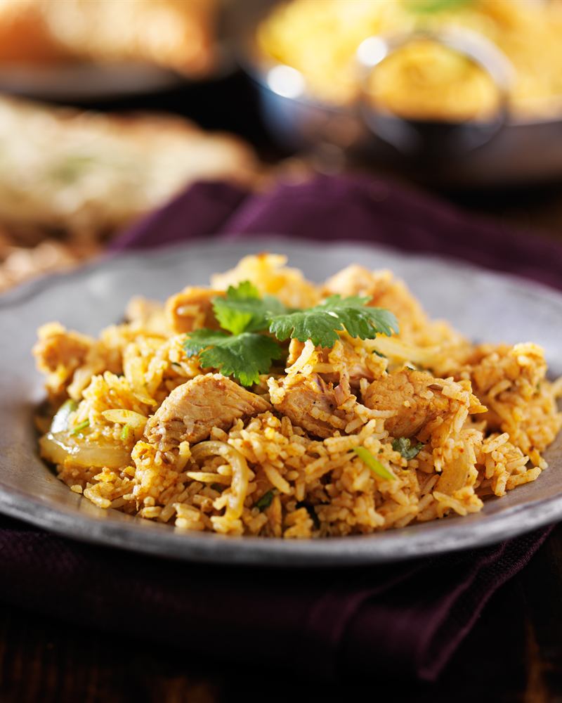 Biryani finished with fresh coriander